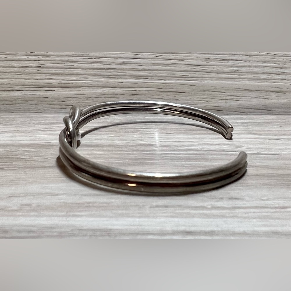Vintage Designer Sterling Silver Interwoven Knot Cuff Bracelet, 6-6.5", 10.5g - Picture 2 of 8